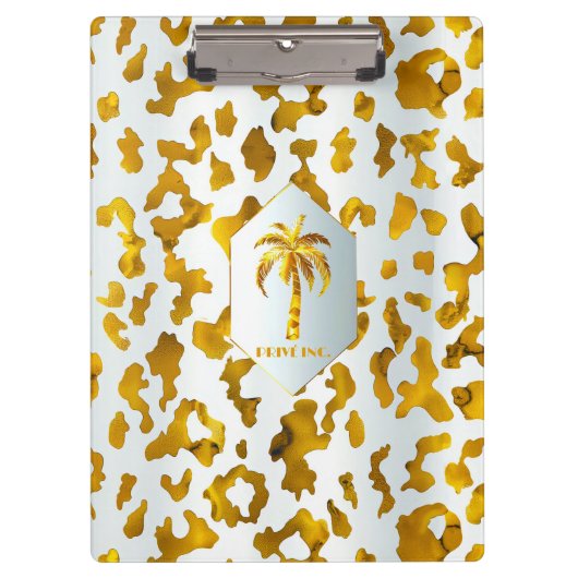 Safari Chic Luxe Goud & Wit Dierenprint Klembord (Voorkant)