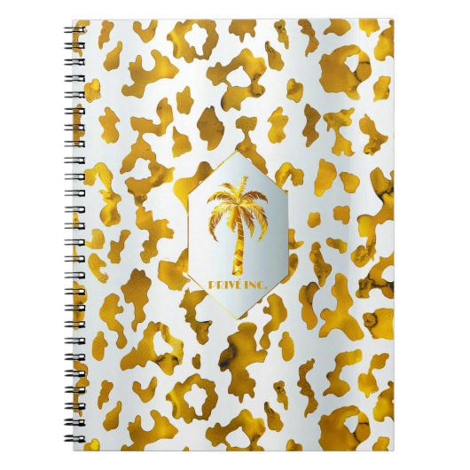 Safari Chic Luxe Goud & Wit Dierenprint Notitieboek (Voorkant)