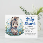 Safari Chic Magic Zebra Boy Baby shower Kaart (Staand voorkant)