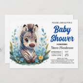 Safari Chic Magic Zebra Boy Baby shower Kaart (Voorkant / Achterkant)
