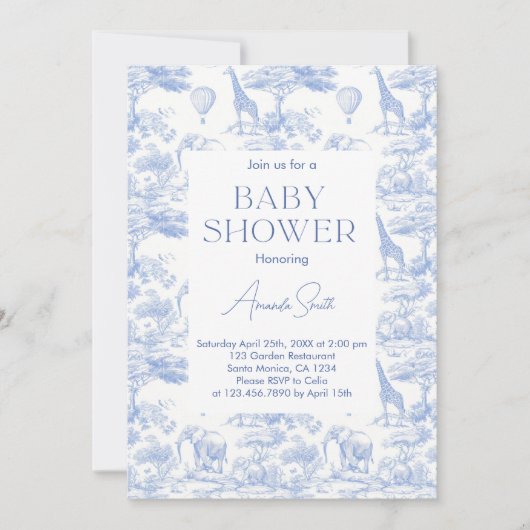 Safari Chinoiserie Toile de Jouy baby shower Kaart (Voorkant)