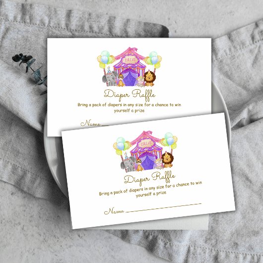 Safari Circus Ballon Luier Raffe Baby shower Informatiekaartje
