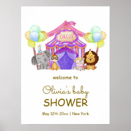 Safari Circus Carnaval Balloon Baby shower Welkom Poster