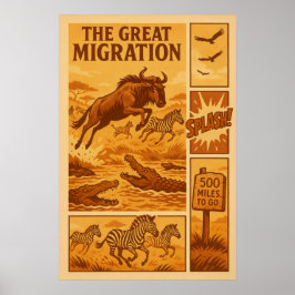  Safari Comic - De Grote Migratie Poster