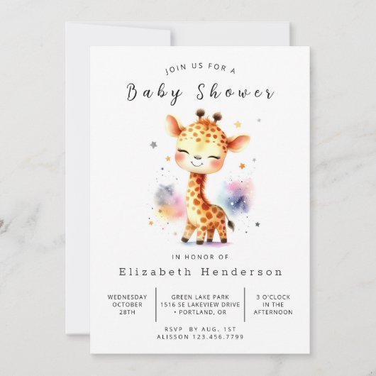 Safari Custom Giraffe Baby shower Kaart (Voorkant)