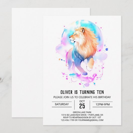 Safari Custom Lion Verjaardag Kaart (Voorkant / Achterkant)