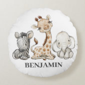 Safari Cute Animals Kinder Rond Kussen (Voorkant)