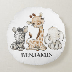 Safari Cute Animals Kinder Rond Kussen