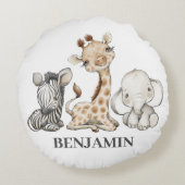 Safari Cute Animals Kinder Rond Kussen (Achterkant)