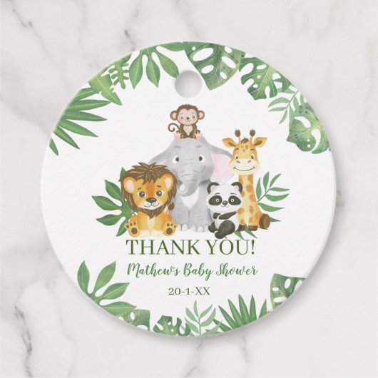 Safari Cute Baby shower Oerwoud Bedankjes Labels (Voorkant)