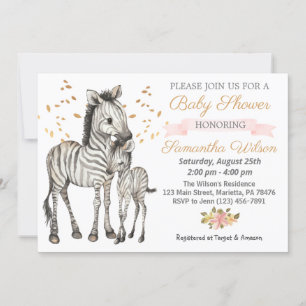 Safari Cute Baby Zebra Wild Baby shower Kaart
