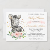 Safari Cute Baby Zebra Wild Baby shower Uitnodigin Kaart (Voorkant)