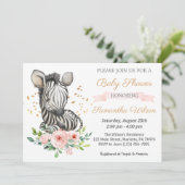 Safari Cute Baby Zebra Wild Baby shower Uitnodigin Kaart (Staand voorkant)