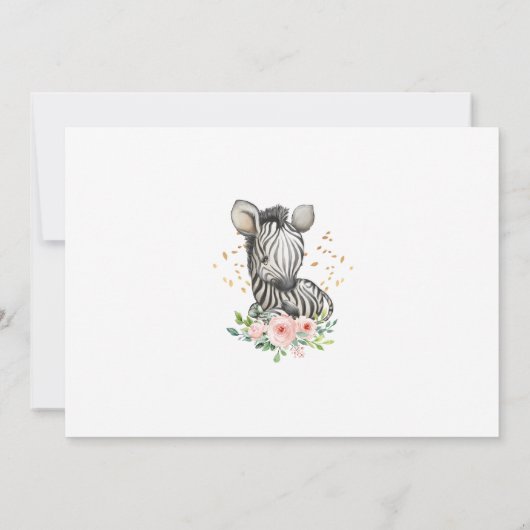 Safari Cute Baby Zebra Wild Baby shower Uitnodigin Kaart (Achterkant)