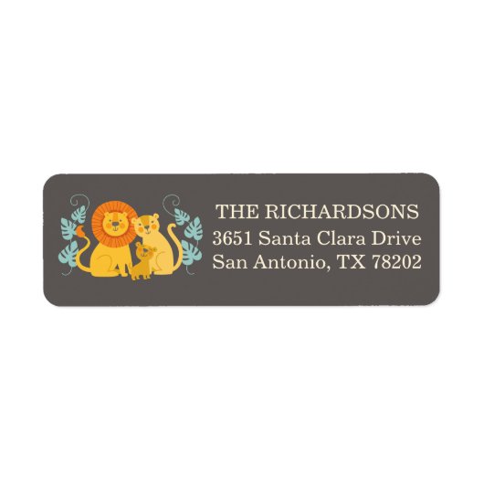 Safari Cute Lion Return Address Label (Voorkant)