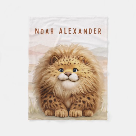 Safari Cute Zuberi The Fluffy Leopard Name Kids Fleece Deken (Voorkant)