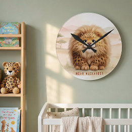 Safari Cute Zuberi The Fluffy Leopard Name Kids Ronde Klok