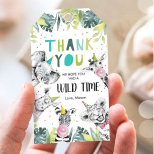 Safari Dank Je Favoriet Jungle Zoo Feest Dieren Cadeaulabel