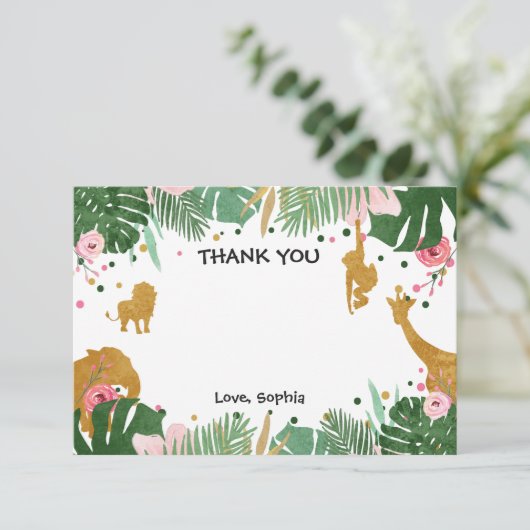 Safari Dank je wel Wilde Dierentuin Oerwoud Bedankkaart (Staand voorkant)