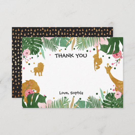 Safari Dank je wel Wilde Dierentuin Oerwoud Bedankkaart (Voorkant / Achterkant)