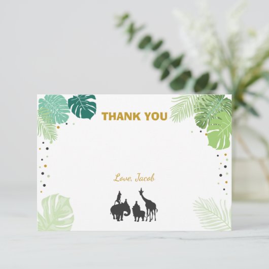 Safari Dank je wel Wilde Dierentuin Oerwoud Bedankkaart (Staand voorkant)