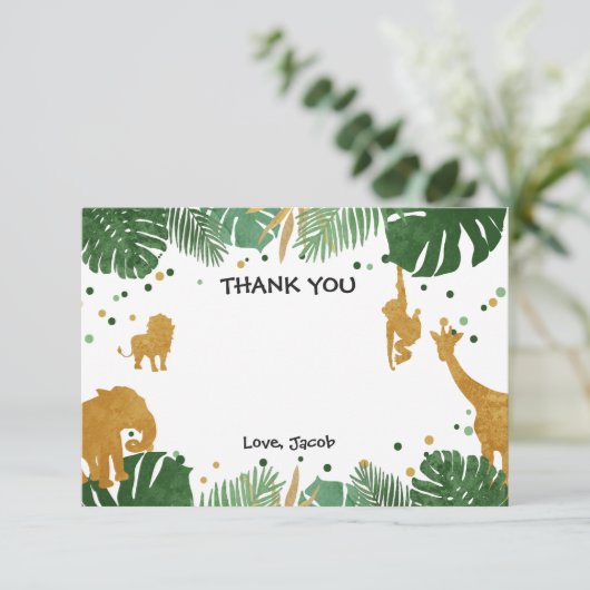 Safari Dank je wel Wilde Dierentuin Oerwoud Bedankkaart (Staand voorkant)