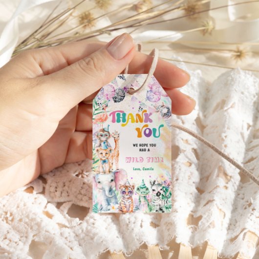 Safari Dank u voor Oerwoud Party Animals Cadeaulabel