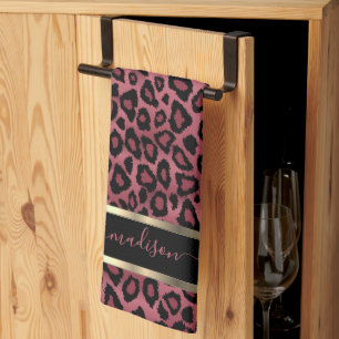 Safari Dark Dusty Roos Leopard - Aanpassen Theedoek