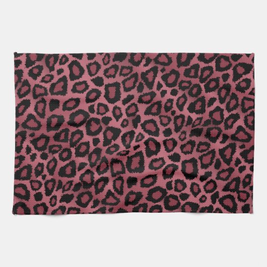 Safari Dark Dusty Roos Leopard Animal Print Theedoek (Horizontaal)