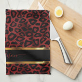 Safari Dark Red Leopard - Aanpassen Theedoek (Quarter Fold)