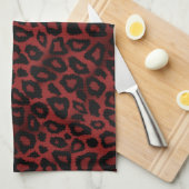 Safari Dark Red Leopard Animal Print Theedoek (Quarter Fold)
