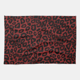 Safari Dark Red Leopard Animal Print Theedoek
