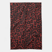Safari Dark Red Leopard Animal Print Theedoek (Verticaal)