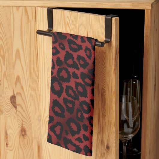 Safari Dark Red Leopard Animal Print Theedoek (Derde Gevouwen)