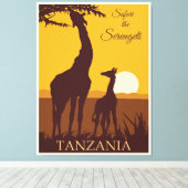 Safari de Serengeti, Tanzania, Canvas Afdruk (Insitu (Houten vloer))