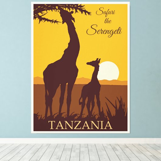 Safari de Serengeti, Tanzania, Canvas Afdruk (Insitu (Houten vloer))