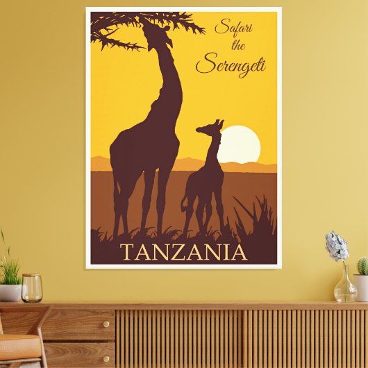 Safari de Serengeti, Tanzania, Canvas Afdruk (Insitu (Woonkamer))