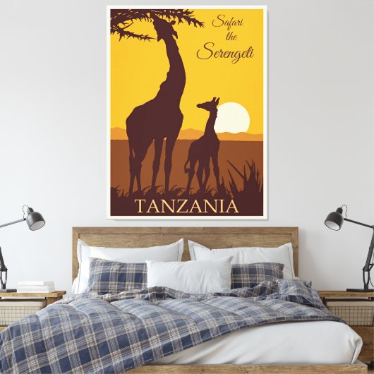 Safari de Serengeti, Tanzania, Canvas Afdruk (Insitu (Slaapkamer))