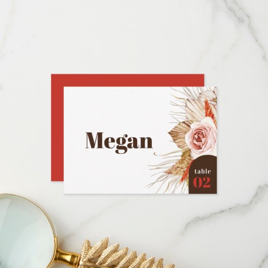 Safari Desert Boho Flowers Bruiloft Escort Kaart (Voorkant / Achterkant in situ)