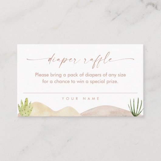 SAFARI Desert Diaper Raffle Ticket Insert Kaart (Voorkant)