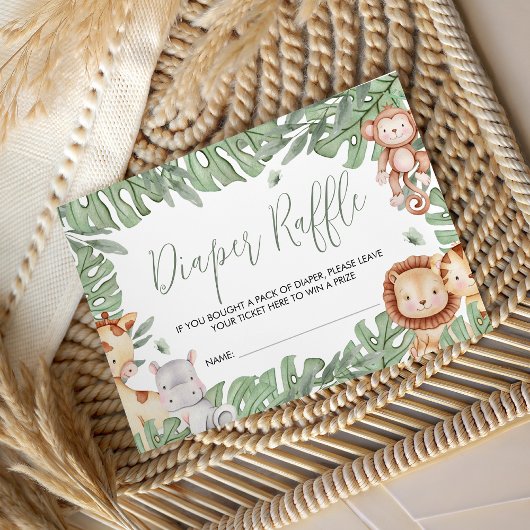 Safari Diaper Raffle Card Informatiekaartje