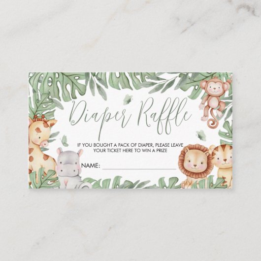 Safari Diaper Raffle Card Informatiekaartje (Voorkant)