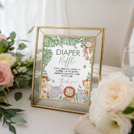 Safari Diaper Raffle Sign Reclamebord Met Voetstuk