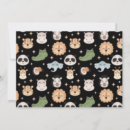 Safari dier 1e verjaardag jongen foto uitnodiging (Achterkant)