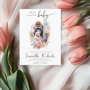 Safari Dier Aap Aap Bloemen Moeder Baby shower Kaart