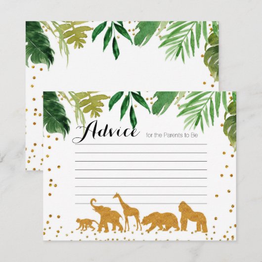 Safari dier Advieskaart Baby Shower Informatiekaartje (Voorkant / Achterkant)