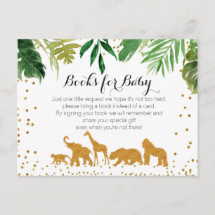 Safari dier Baby Shower - Breng een boek invoeging Uitnodiging Briefkaart