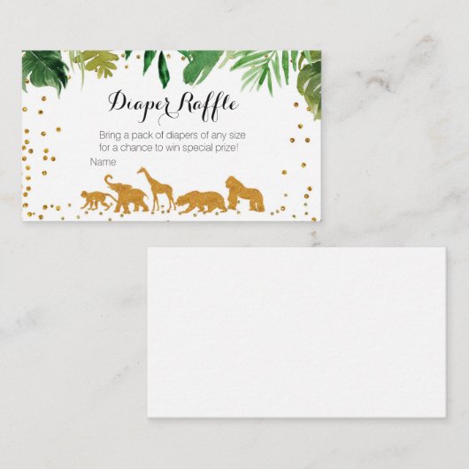 Safari Dier Baby shower - Luier Raffle Kaart (Voorkant / Achterkant)