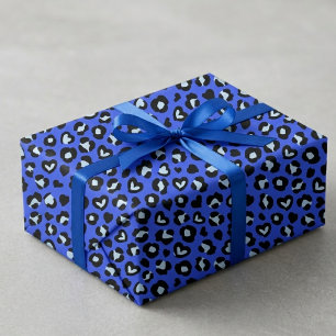 Safari Dier Blauwe Luipaard Chic Print Patroon Cadeaupapier