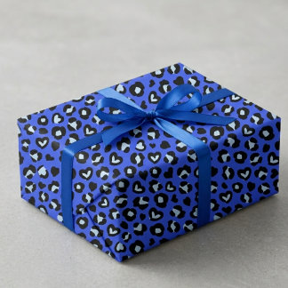 Safari Dier Blauwe Luipaard Chic Print Patroon Cadeaupapier